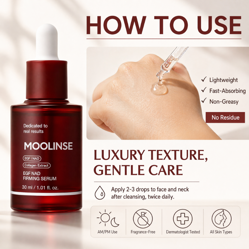 MOOLINSE EGF Peptide Firming Serum – Anti-Aging Collagen Serum for Face & Neck