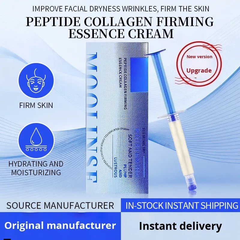 MOOLINSE Peptide Collagen Essence Cream – Anti-Aging Firming Face Cream, 2-Piece Syringe Set